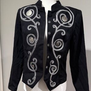 New Frontier Black Blazer with Silver Embroidery